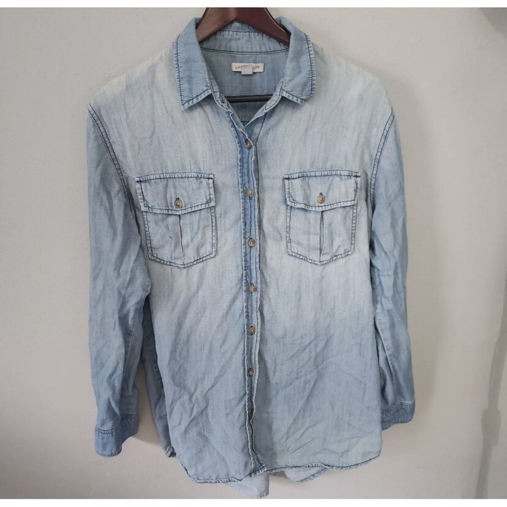 Lark & Wolff Chambray Light Wash Denim Button Down Shirt Womens Small